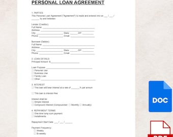 Personal Loan Agreement Template | Private Lending Contract Between Individuals | Download PDF & Word Format