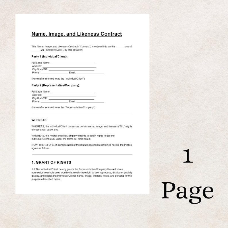 Sample Nil Contract.pdf Name Image Likeness Contract Template | NIL Agreement Form | Instant ...