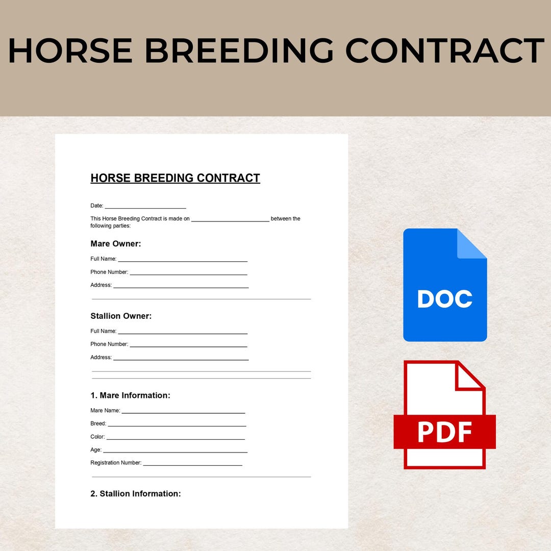 Image 2 for Stallion Breeding Contract Templates