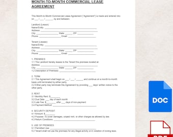 Wzór umowy najmu komercyjnego z miesięcznym okresem obowiązywania (wersja cyfrowa DOC i PDF)