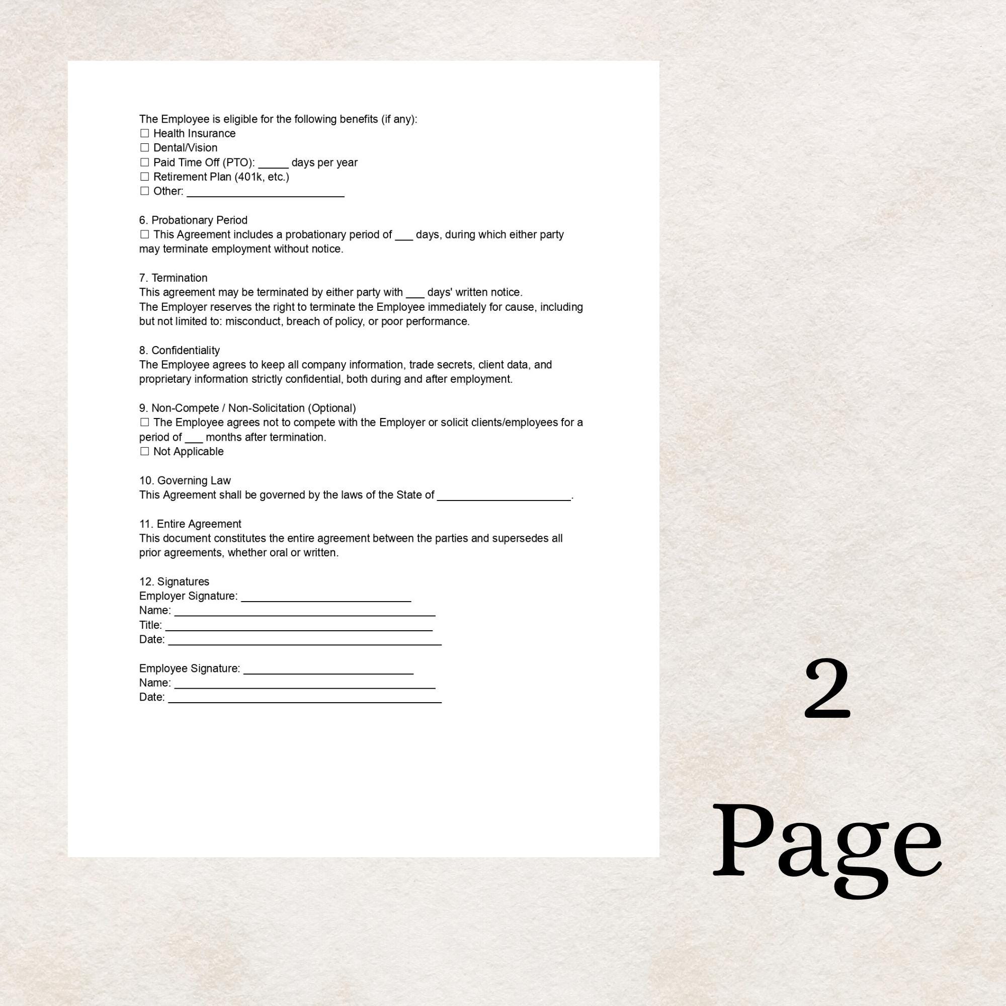 Workplace Agreement Employment Contract Agreement Template | Formal Work Terms for ...