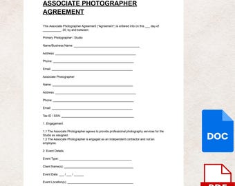Wzór umowy o współpracy z fotografem | Umowa o świadczenie usług fotograficznych (DOC i PDF, wersja cyfrowa do pobrania)