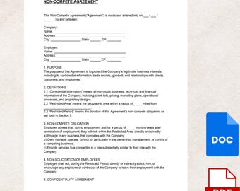 Wzór umowy o zakazie konkurencji – umowa o zakazie konkurencji dla pracowników i ograniczenia działalności (wersja cyfrowa DOC i PDF)