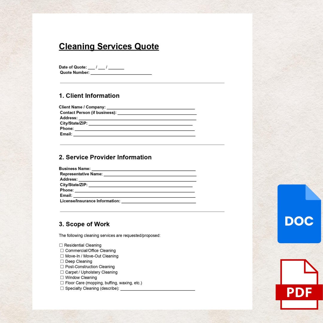 Image 3 for Cleaning Service Quote Template