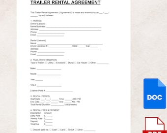 Wzór umowy najmu przyczepy: Umowa prawna (formaty PDF i Word)
