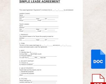 Prosty wzór umowy najmu – łatwa w użyciu umowa najmu mieszkania lub lokalu użytkowego (wersja cyfrowa DOC i PDF)