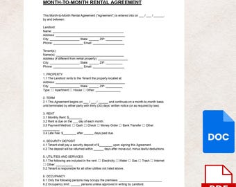 Wzór umowy najmu miesięcznego: Elastyczna umowa najmu (wersja cyfrowa DOC i PDF)