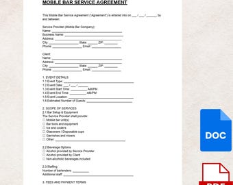 Wzór umowy o świadczenie usług baru mobilnego – umowa o profesjonalną obsługę barmańską napojów i imprez (DOC i PDF)