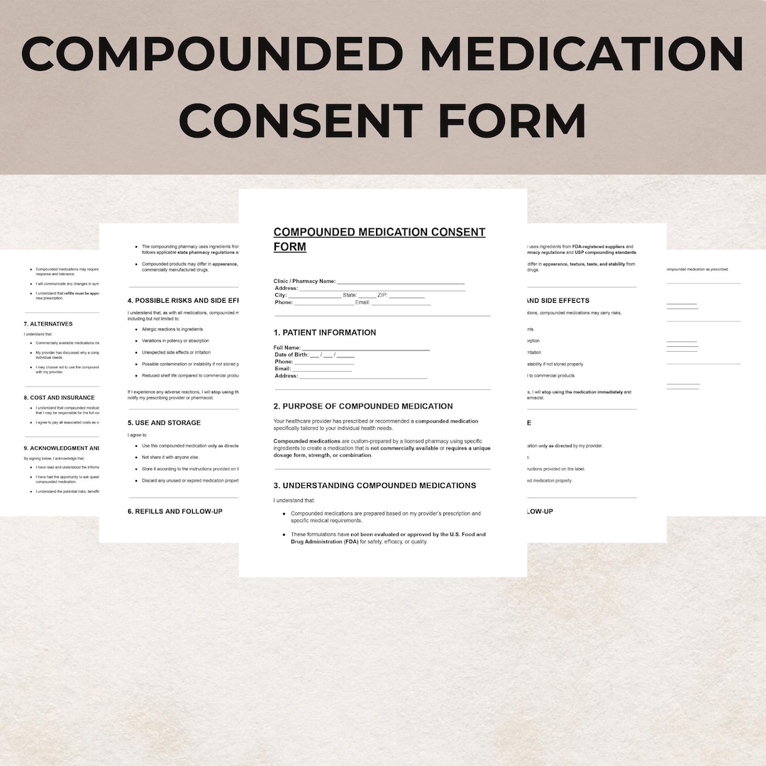 Compounded Medication Book Compounded Medication Consent Form Template | Editable Pharmacy ...