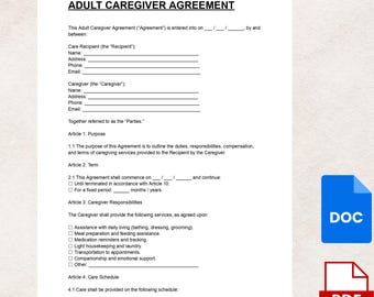 Wzór umowy opiekuna osoby dorosłej: Umowa o świadczenie usług opieki osobistej (pliki do pobrania w formacie DOC i PDF)