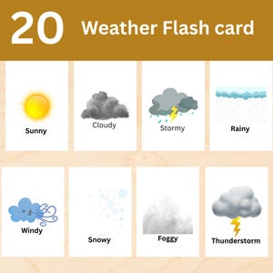 Cartes d'apprentissage avec images réelles pour enfants, cartes d'apprentissage météo imprimables, cartes d'apprentissage météo, cartes d'apprentissage météo pour enfants