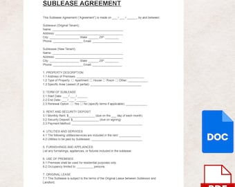 Wzór umowy podnajmu – profesjonalna umowa podnajmu mieszkania lub lokalu użytkowego (wersja cyfrowa DOC i PDF)