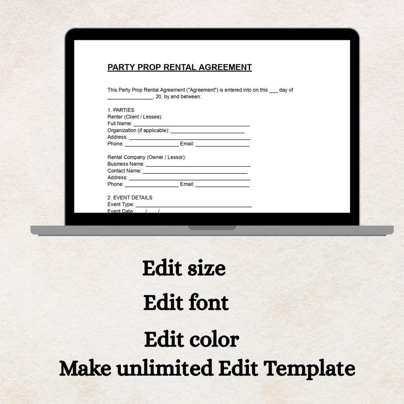 Tyson Prop Rent Form.pdf Party Prop Rental Agreement Template: Editable Event Contract (PDF ...