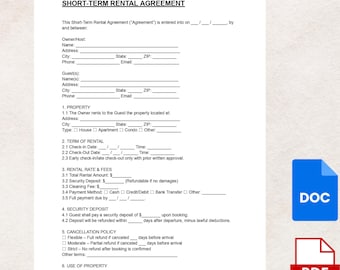 Wzór umowy najmu krótkoterminowego – profesjonalna umowa na wakacje, Airbnb i pobyt tymczasowy (wersja cyfrowa DOC i PDF)