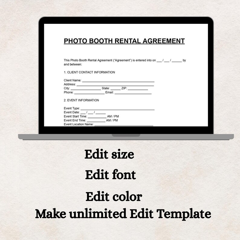 Photo Booth Rental Agreement Template: Event Photography Contract (DOC ...