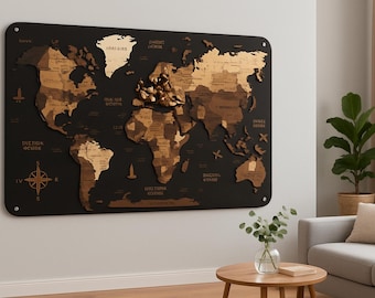 World Map of the Laser Cut File SVG layered World Map Instant Download Laser Cut Map of the World Mandala Laser Cut World Template Laser DXF