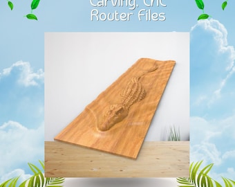Krokodil STL-Datei für CNC-Holzschnitzerei, CNC-Fräser-Dateien 3D-Datei, Staffelei-Dateien, 2.5d-Dateien Alligator Wave, Panel, Tisch, Dekor