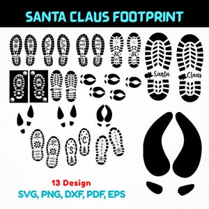 13 Santa Claus Footprint Design Svg Png Pdf Eps Dxf Clipart File Instant Digital Download Sticker Decorative Craft Christmas Apparel Print
