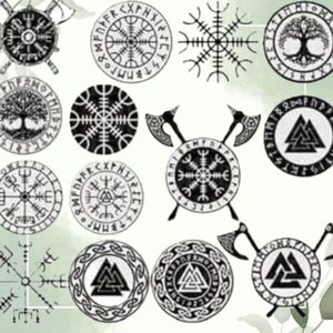 Brújula vikinga (archivos SVG y PNG), archivos de corte láser Vegvisir SVG, brújula vikinga (dxf)