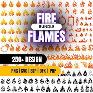 250+ Eldflamma Bundle Design Svg Png Pdf Eps Dxf Clipart-fil Omedelbar digital nedladdning Flamma Cricut Silhouette Heminredning Kläder Tryck
