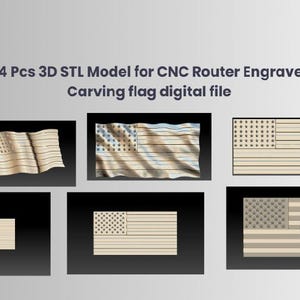 14 Pcs 3D STL Model for CNC Router Engraver Carving Machine Relief Artcam Aspire cnc files Collections USA American Waves Flag