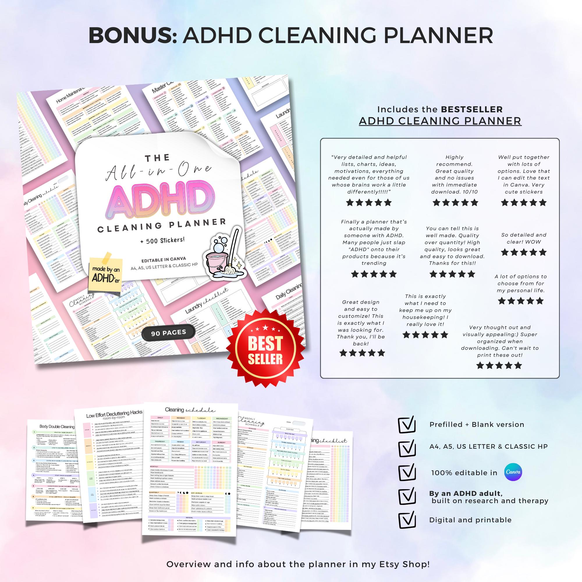 2026 ADHD Journal: 500+ Printable PDF Pages, ADHD Tracker, Habit, Focus ...