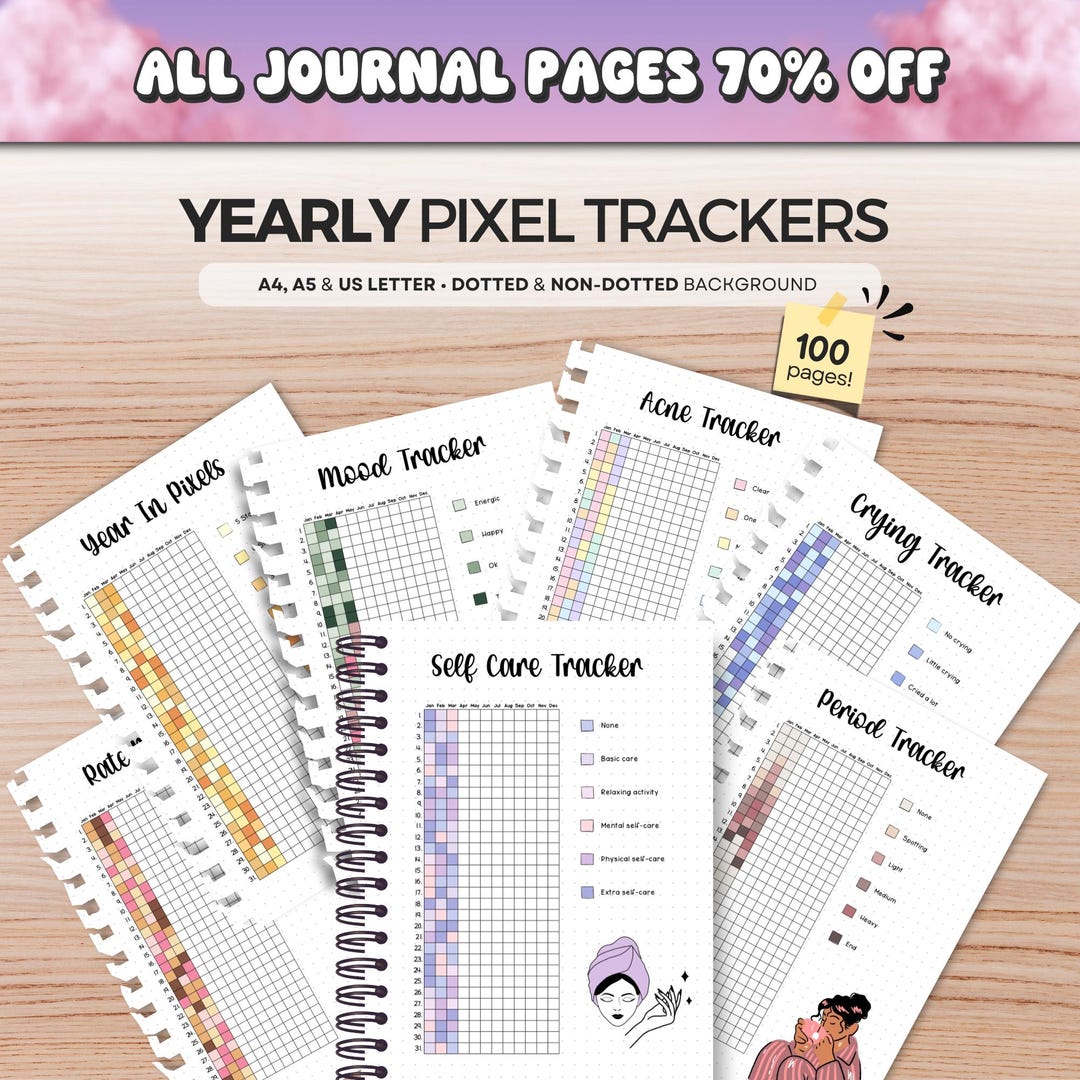 2026 Journaling • Yearly Pixel Trackers Printables • 100 Printable ...