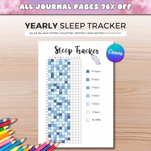 Sleep Habit Tracker Yearly - Track Your Sleep Habits With A Printable Journal Page, Digital Planner, Sleep Analysis, Log, Sleep Diary,