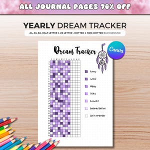Dream Tracker Digitale oder druckbare Journalseite, Verfolgen Sie Ihre Träume, Traumstudie, Traumtagebuch, Albtraum, Traumtagebuch