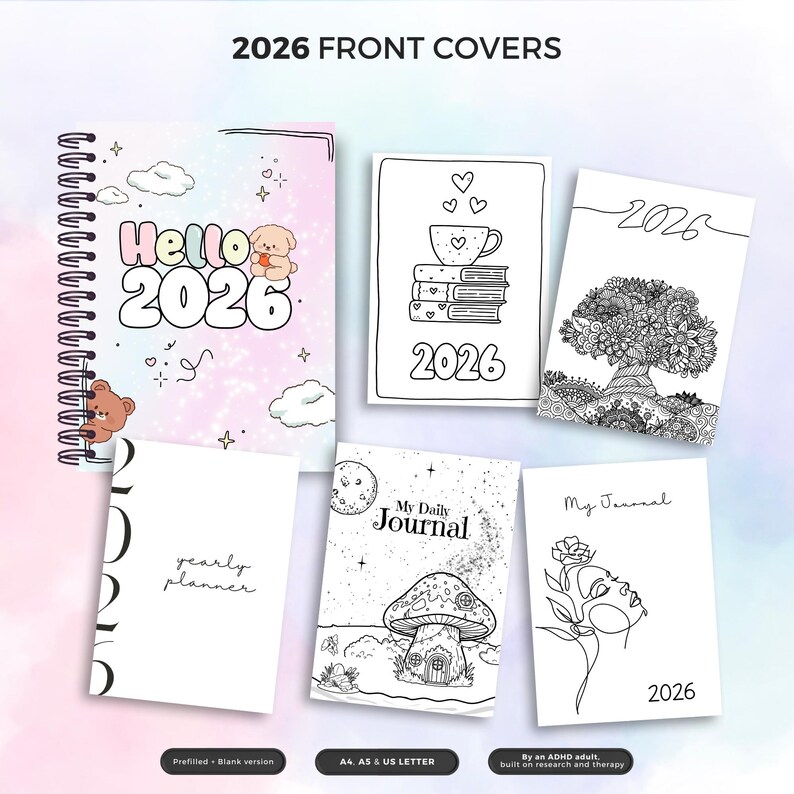 2026 ADHD Journal: 500+ Printable PDF pages, ADHD Tracker, Habit, Focus, Self-Care Trackers for Neurodivergent Minds. Free Yearly Updates! image 3