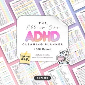 ADHD Cleaning Planner with Stickers, Checklists, Tips & Hacks