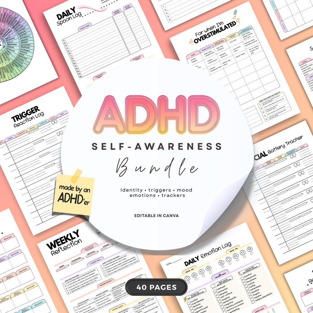 Editable ADHD Journal Worksheets | Self-awareness | Emotional ...