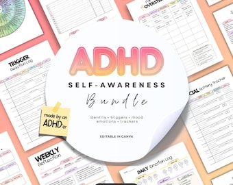 Editable ADHD Journal Worksheets | Self-Awareness | Emotional Regulation • Sensory Tracking • Mental Health Printables PDF Download