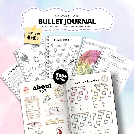 2026 ADHD Journal: 500+ Printable PDF pages, ADHD Tracker, Habit, Focus, Self-Care Trackers for Neurodivergent Minds. Free Yearly Updates!