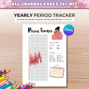 ¡Página de diario digital o imprimible para el seguimiento del ciclo menstrual! Registro anual del flujo y síntomas en una sola página. Seguimiento del ciclo, diario para hombres en PDF (Goodnotes)