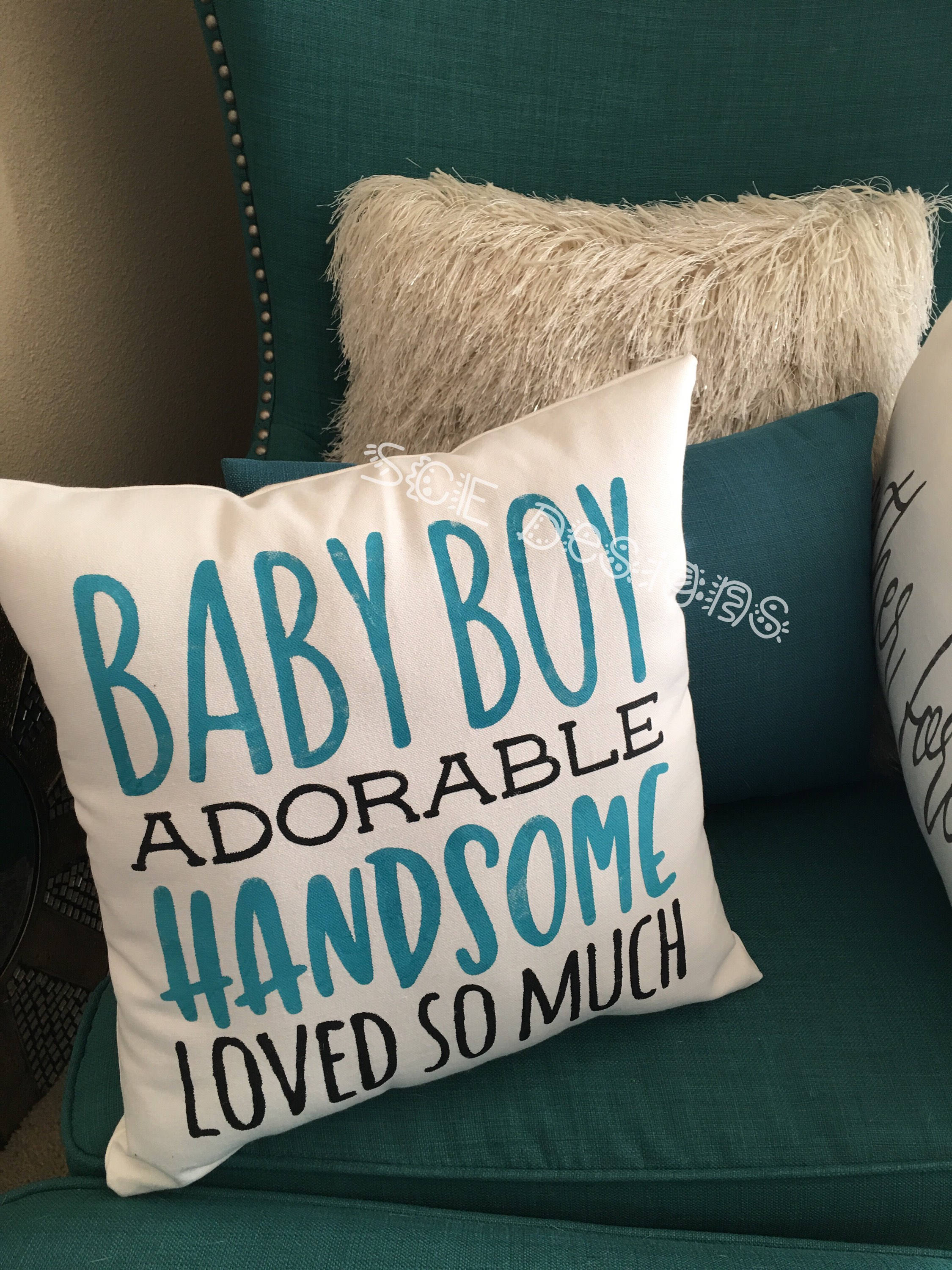 Baby boy pillow hand painted pillow on cotton linen type Etsy