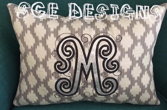 Monogrammed Initial pillows with Apple green initial pillow. Monogram