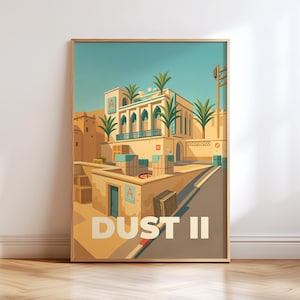 Dust II Poster Wall Art, CS2 Gamer Wall Art, Counter-Strike Room Decor, CSGO Gift for Gamers, Gaming Setup Poster, CS Art, Steam Game Poster
