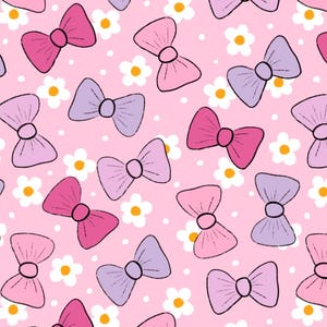Pink Bow With Floral Pattern Fabric,Pink Bow Cartoon Pattern Cotton Fabric,Buy by Half Yard