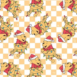 Cute Bear Pattern Fabric,Winnie The Pooh Pattern Cotton Fabric,Buy by Half Yard
