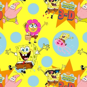 Spongebob Squarepants Patrick Pattern Fabric,Patrick Pattern Cotton Fabric,Buy by Half Yard