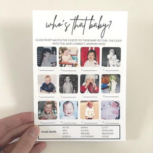 Who's That Baby Game, Personalized Baby Shower Photo Card