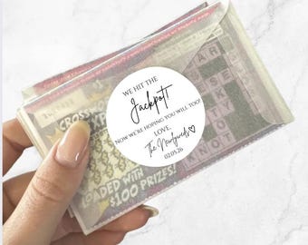 Personalized Wedding Lottery Ticket Favor Stickers & Envelopes, We Hit the Jackpot!