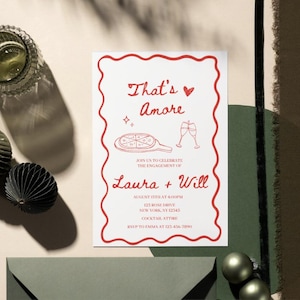 That's Amore Engagement Party Invitation, Italian Bridal Shower Invites, Bridal Shower Invitation, Whimsical Hand Drawn Editable Template