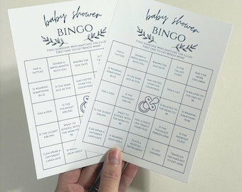 Baby Shower Find The Guest Bingo Game, Printed Cards