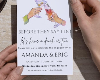 Drink-Themed Engagement Party Invitation: Editable Bridal Shower Template