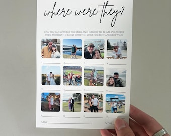 Bridal Shower Game, Where Were They Photo Cards, Couples Activity