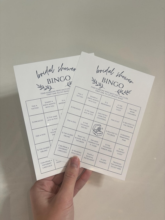 Find the Guest Bridal Shower Bingo Game: Printed Cards