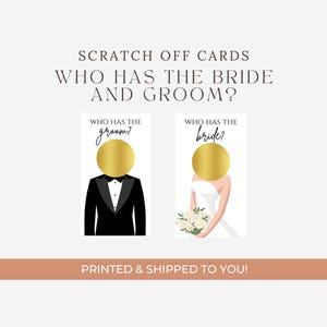 Who Has The Groom and Bride?, Bridal Shower Scratch Off Game, Printed, Bachelorette, Wedding, Custom Celebrities