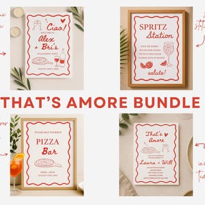 That&#39;s Amore Bundle, Engagement Party Invitation, Welcome Sign, Spritz Station, Pizza Bar Template, Italian Bridal Shower Bundle